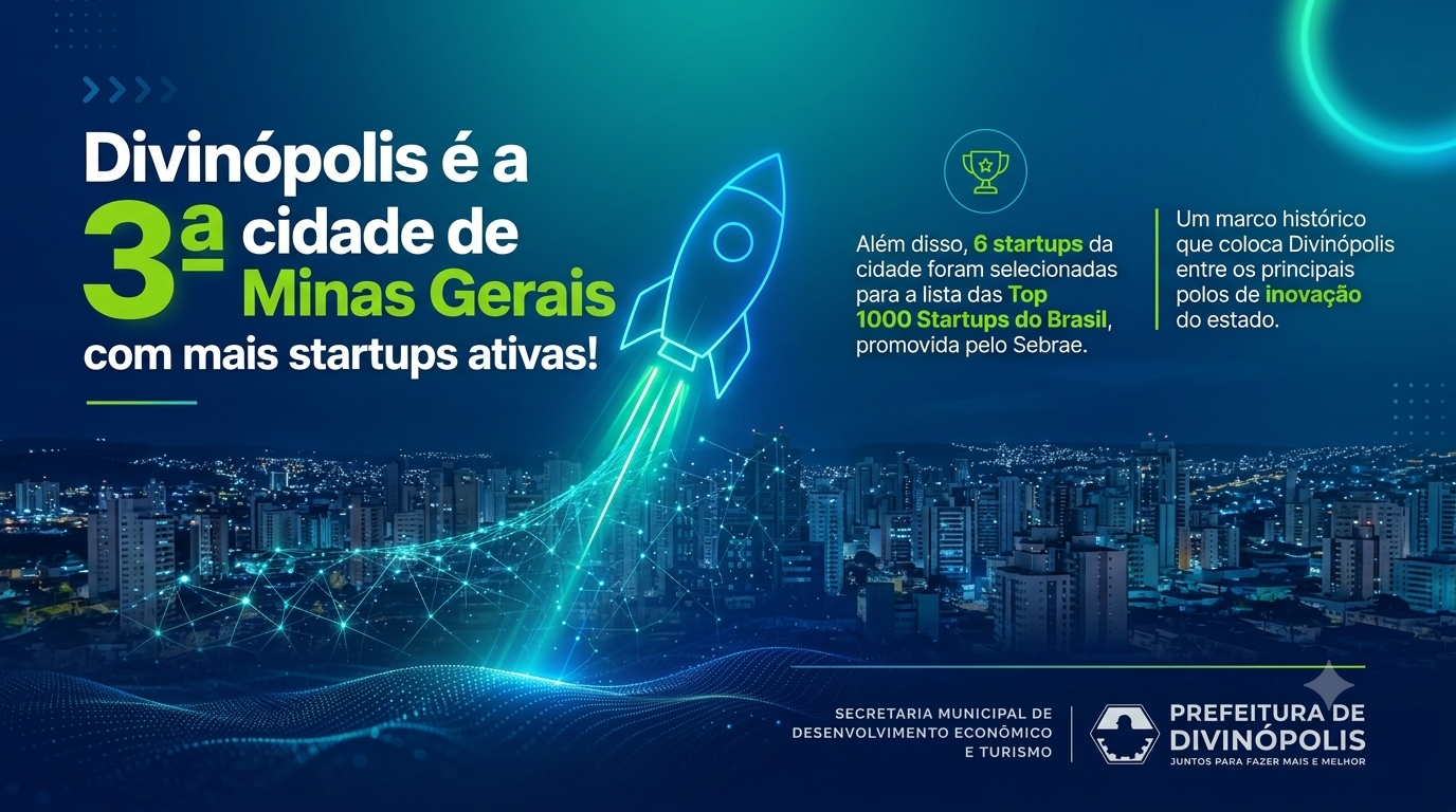 Divinópolis conquista o 3º lugar entre as cidades de Minas Gerais com maior número de startups ativas, segundo o Sebrae Startups.